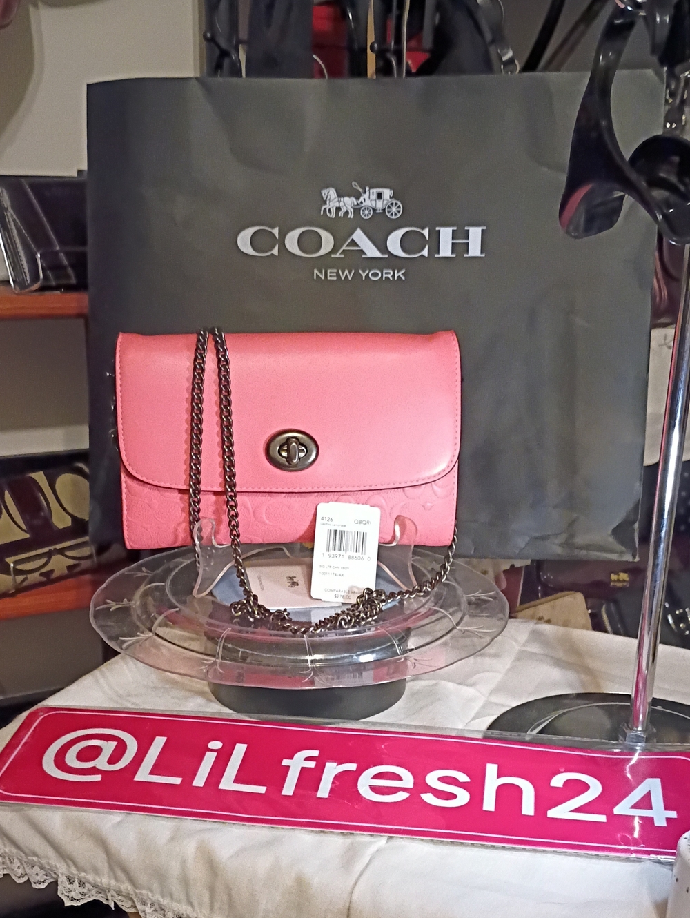 Coach Signature Leather Chain Crossbody